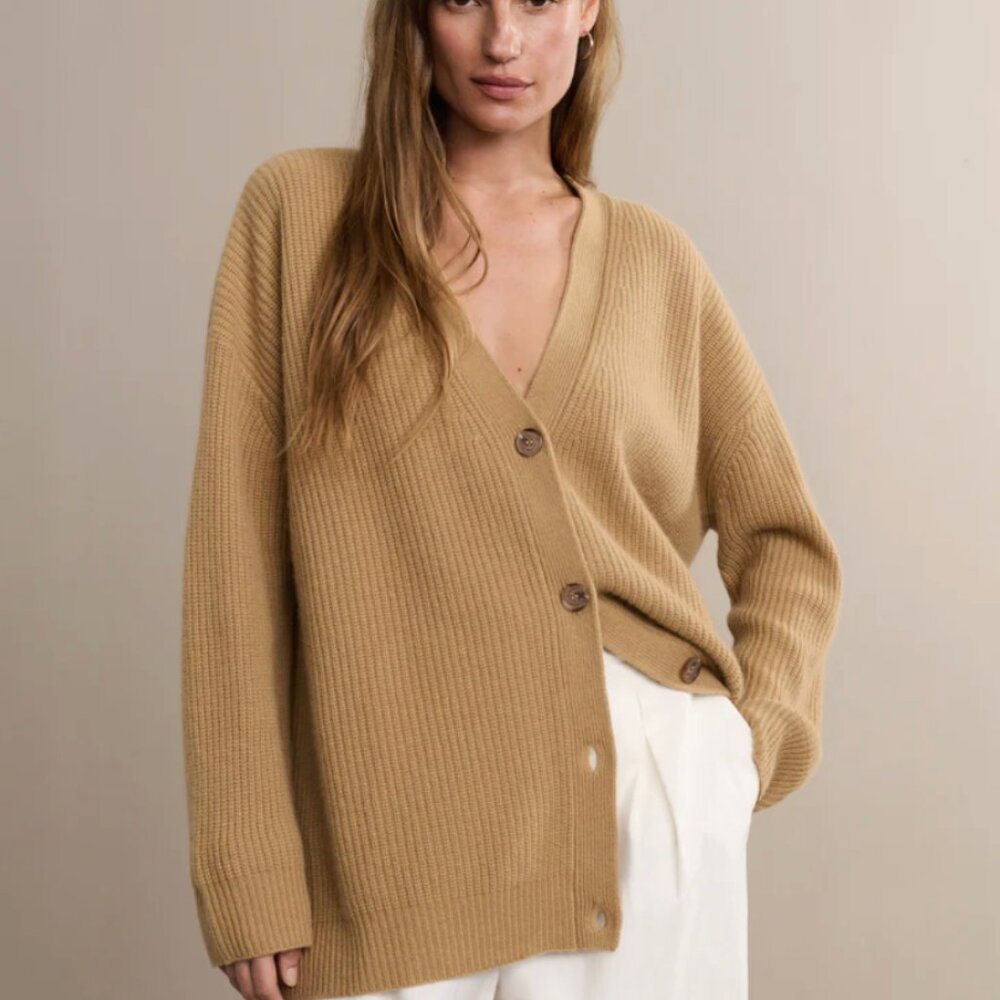 Jenni Kayne Cashmere Cocoon Cardigan, Dark Oatmeal, XXS